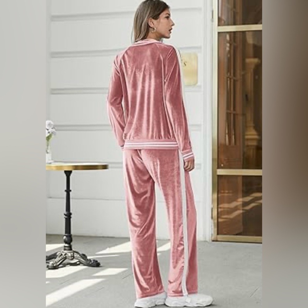 EKOUAER Pink Velour Track Suit - Picture 3 of 16